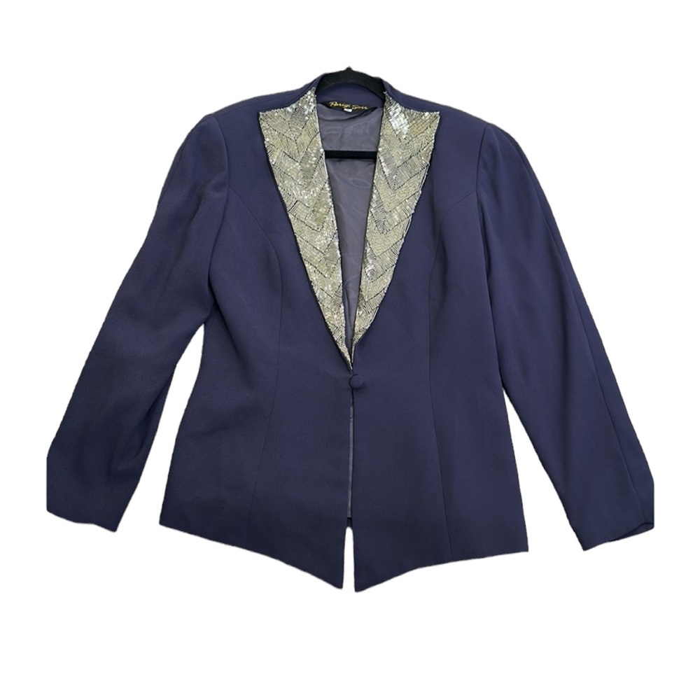 Parigi soir navy blue beads blazers size L